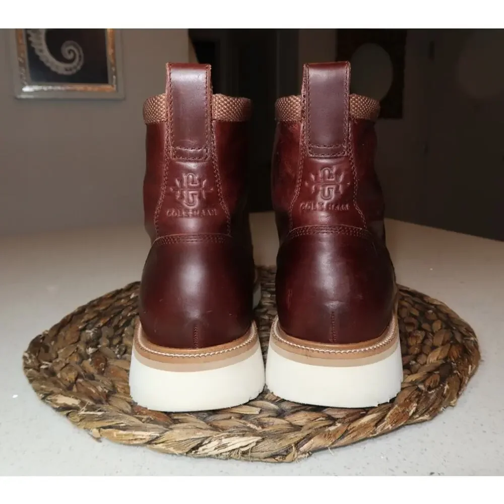 COLE HAAN Mens Brown American Classics Round Toe Block Heel Leather Boots 10